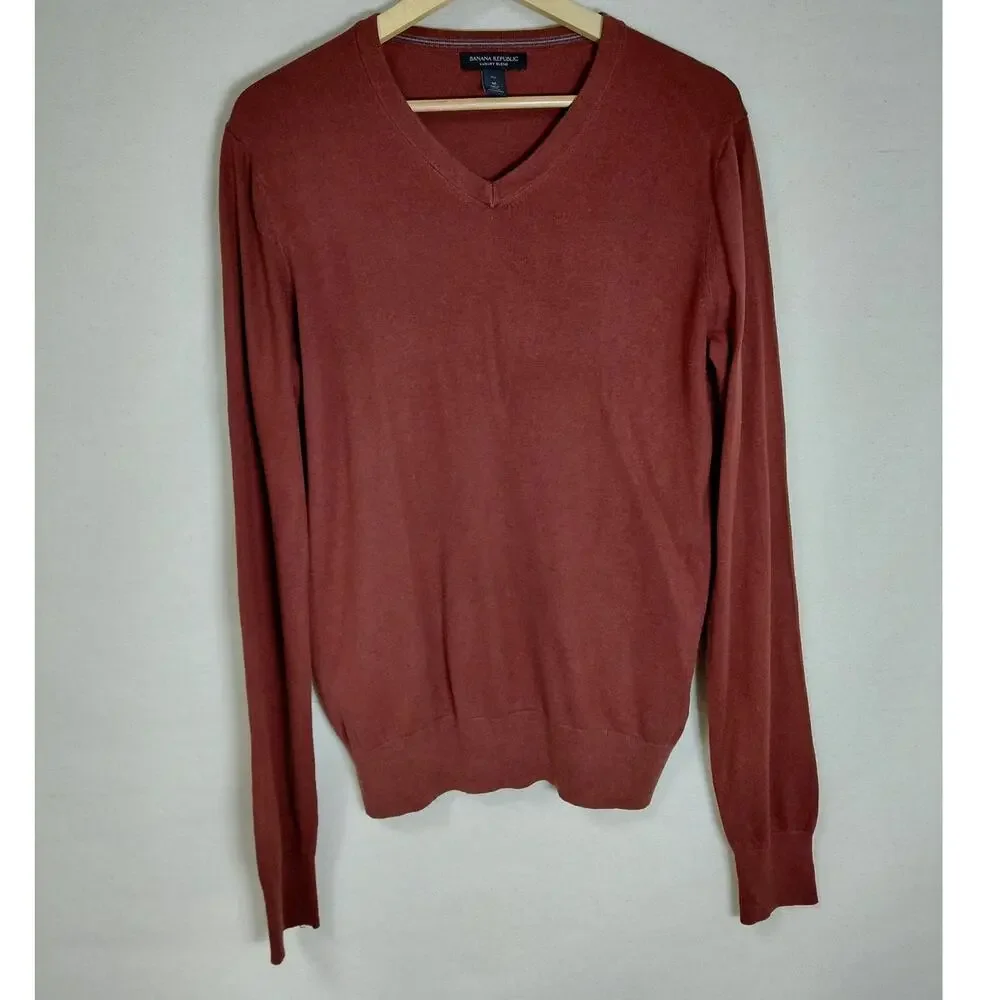 Banana Republic Luxury Cashmere Blend Brown Men Sweater Size MT